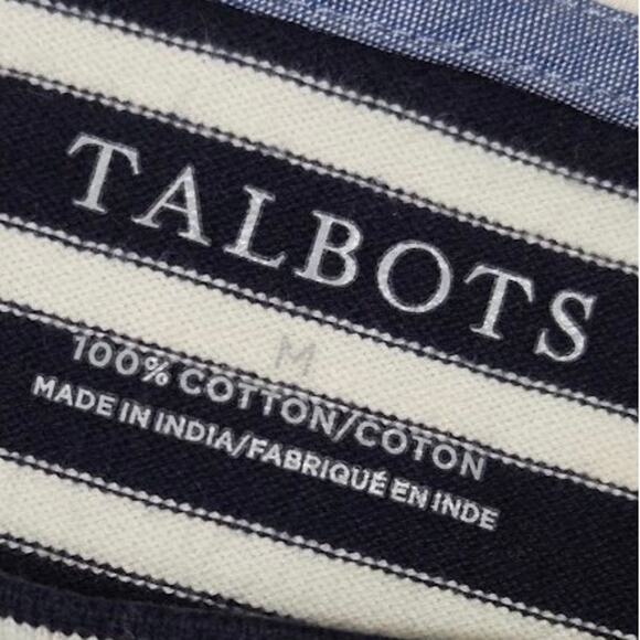 Talbots Navy White Striped Daisy Embroidered Top Women's M 100% Cotton - Picture 7 of 9